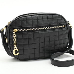 Celine Quilted Leather C Charm Small Camera Crossbody Shoulder Bag Black